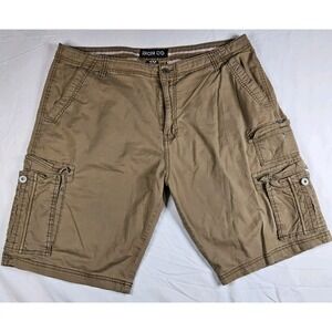 Iron Co. Men's Cargo Shorts Size 38 Brown Cotton Canvas Multi-Pocket Utility